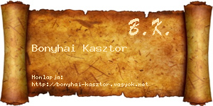 Bonyhai Kasztor névjegykártya